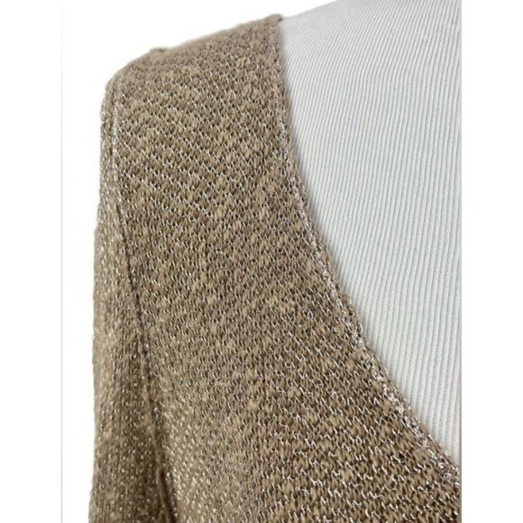 Free People Metallic Gold Threaded Large Velvet Bell Sleeved Tunic Top - Picture 6 of 14